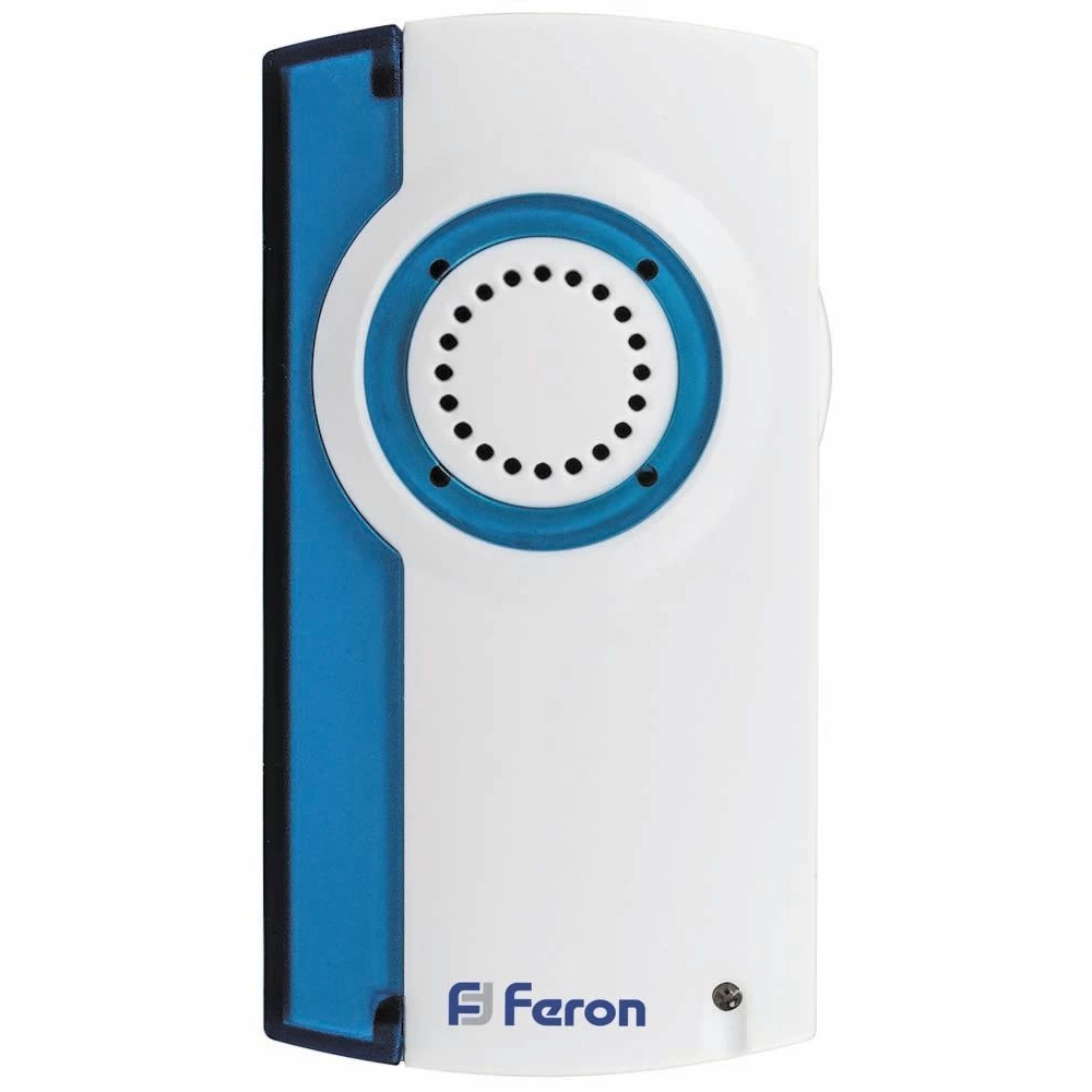 Звонок дверной беспроводной Feron E-371 Электрический 32 мелодии белый синий с питанием от батареек (23684) - Viokon.com