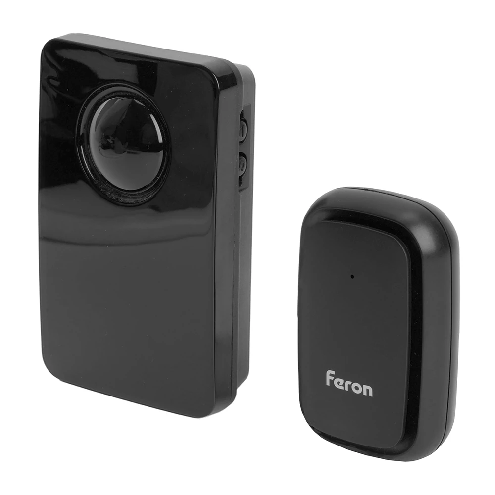Звонок дверной беспроводной Feron E-381 Электрический 38 мелодий черный с питанием от батареек (48921) - Viokon.com