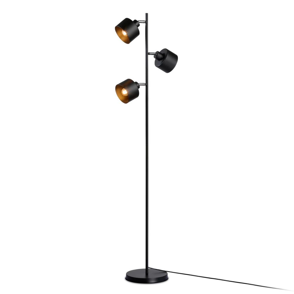 Напольный светильник со сменной лампой в стиле лофт TR8155/3 BK черный E27*3 max 40W D370*1530 - Viokon.com