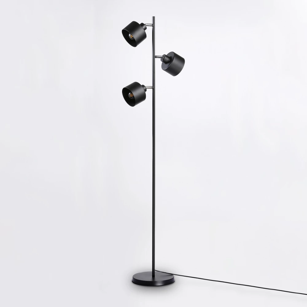 Напольный светильник со сменной лампой в стиле лофт TR8155/3 BK черный E27*3 max 40W D370*1530 - Viokon.com