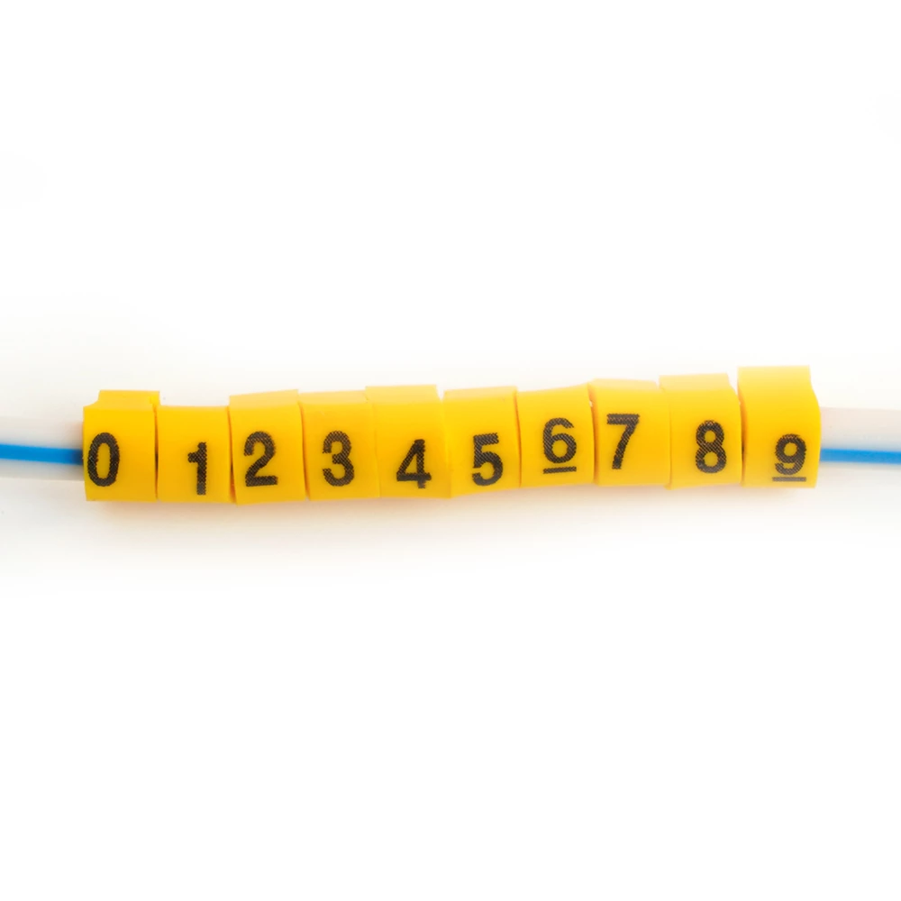 Набор кабель-маркеров "0-9" STEKKER для провода сеч. до 4мм2, желтый CBMR25-S1 (DIY упак 10 отрез. по 30 шт) (49392) - Viokon.com