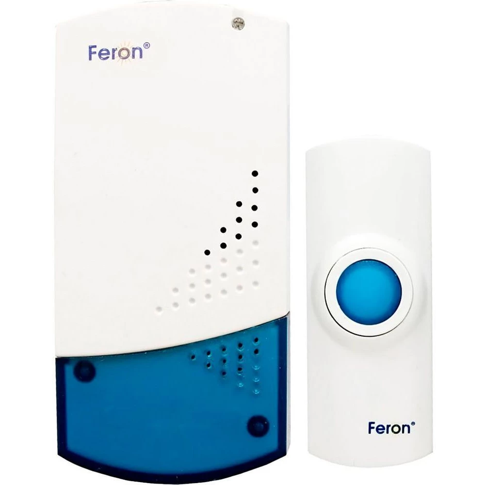 Звонок дверной беспроводной Feron H-138B-E  Электрический 32 мелодии белый с питанием от батареек (23606) - Viokon.com