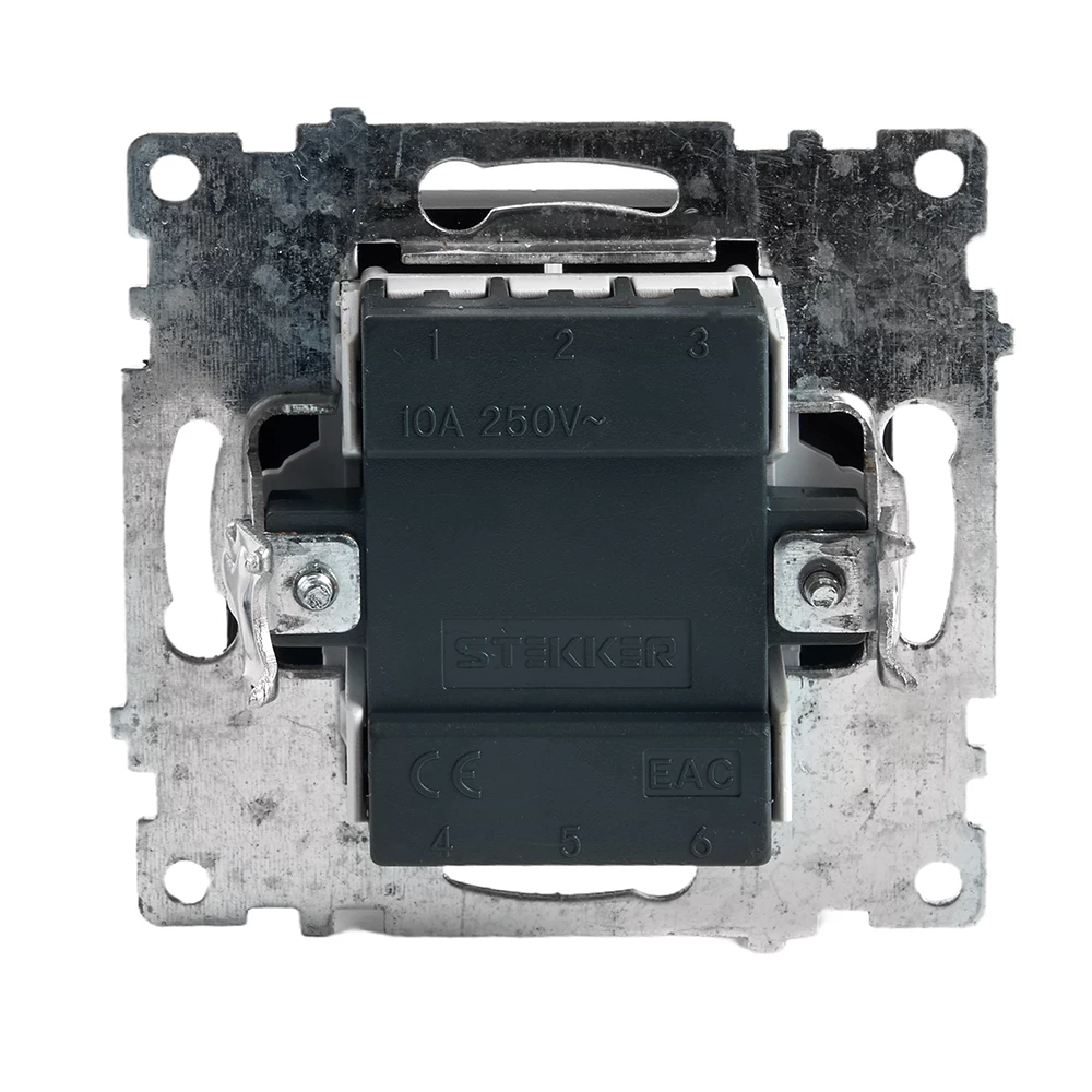 Выключатель 1-клавишный c индикатором (механизм) STEKKER GLS10-7101-05, 250В, 10А, серия Катрин, черный (39605) - Viokon.com