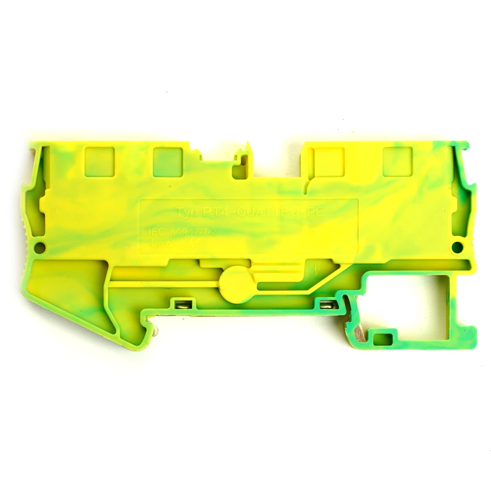 Зажим пружинный, 4-проводной проходной ЗНИ - 4 ,JXB PT 4 , желтый,зеленый LD574-1-40 (49262) - Viokon.com