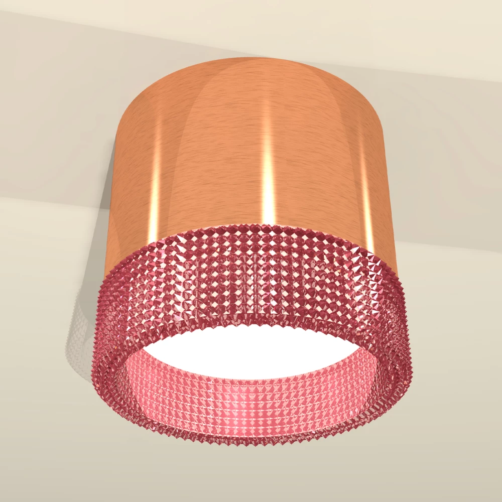 Комплект накладного светильника с композитным хрусталем XS8122022 PPG/PI золото розовое полированное/розовый GX53 (C8122, N8486) - Viokon.com