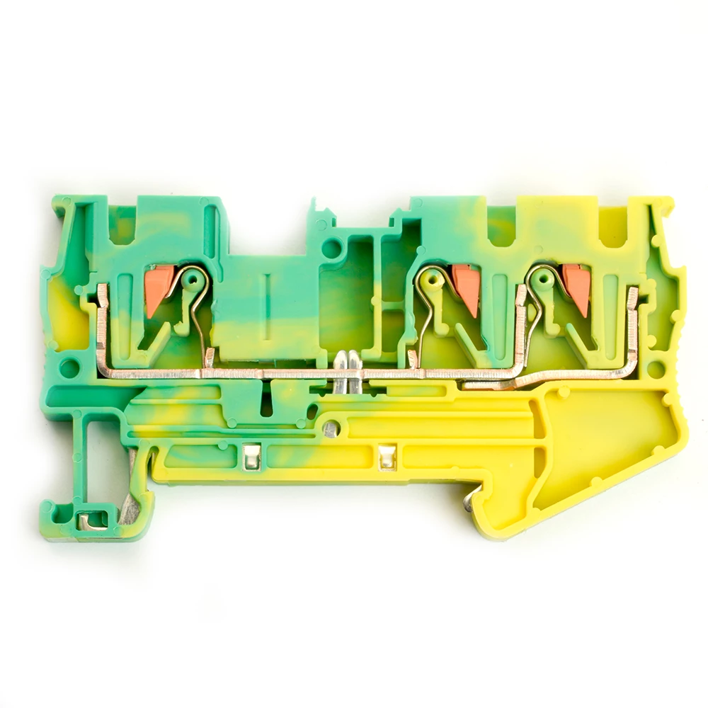 Зажим пружинный, 3-проводной проходной ЗНИ - 4 ,JXB PT 4  TW , желтый, зеленый LD573-1-40 (49260) - Viokon.com