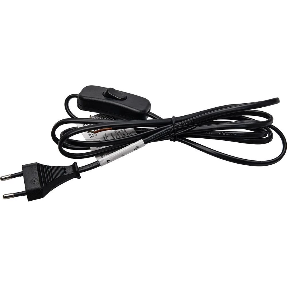 Сетевой шнур (с выключателем) черный, 2м, DM107 (41151) - Viokon.com