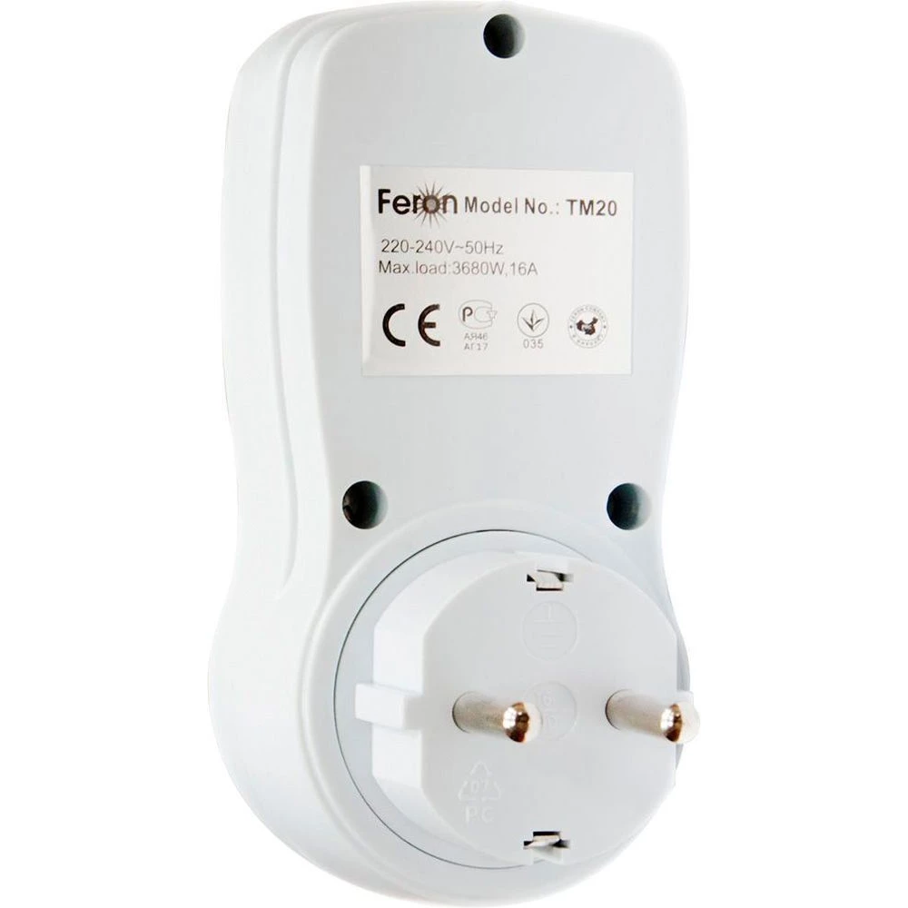 Розетка с таймером Feron TM20 недельная электронная мощность 3500W/16A (23258) - Viokon.com