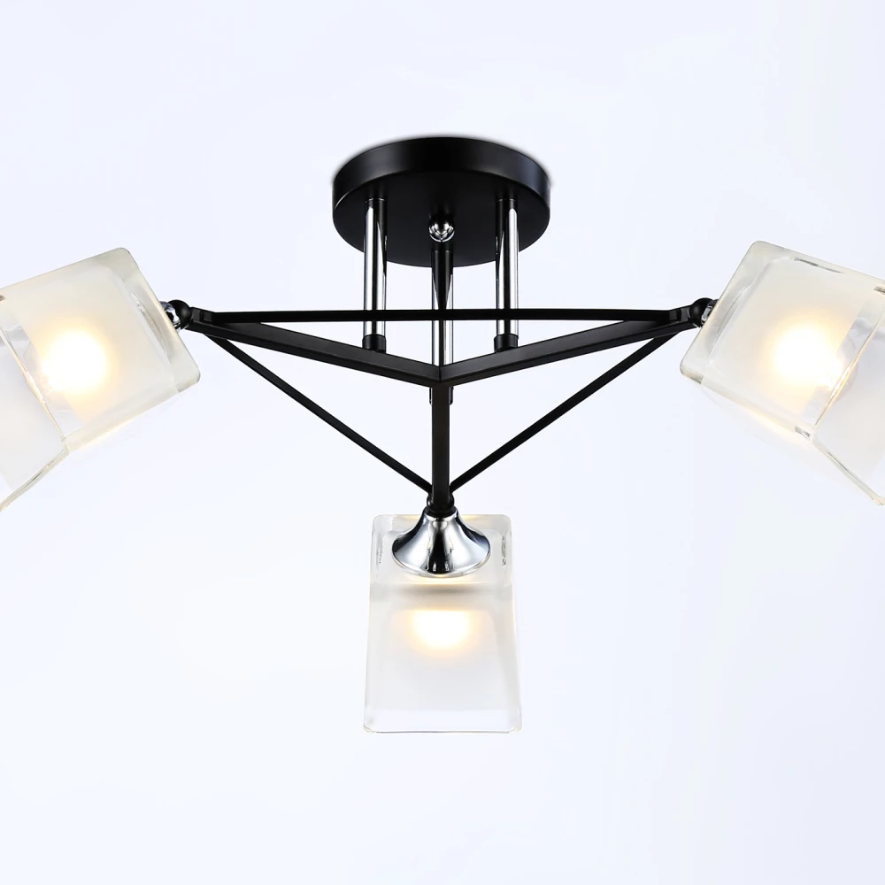 Подвесной светильник TR303072/3 BK/CH/FR черный/хром/белый матовый E27/3 max 40W D560*250 - Viokon.com