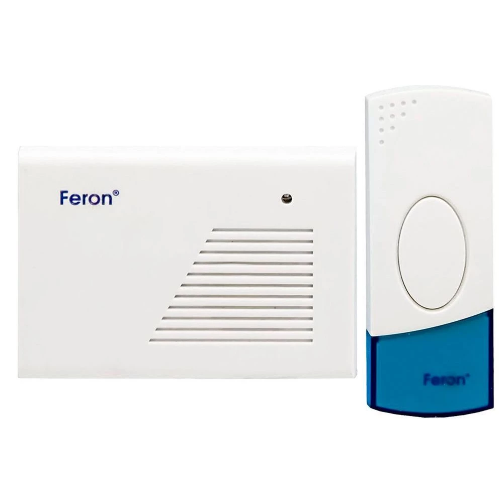 Звонок дверной беспроводной Feron H-118B  Электрический 2 мелодии белый с питанием от батареек (23605) - Viokon.com