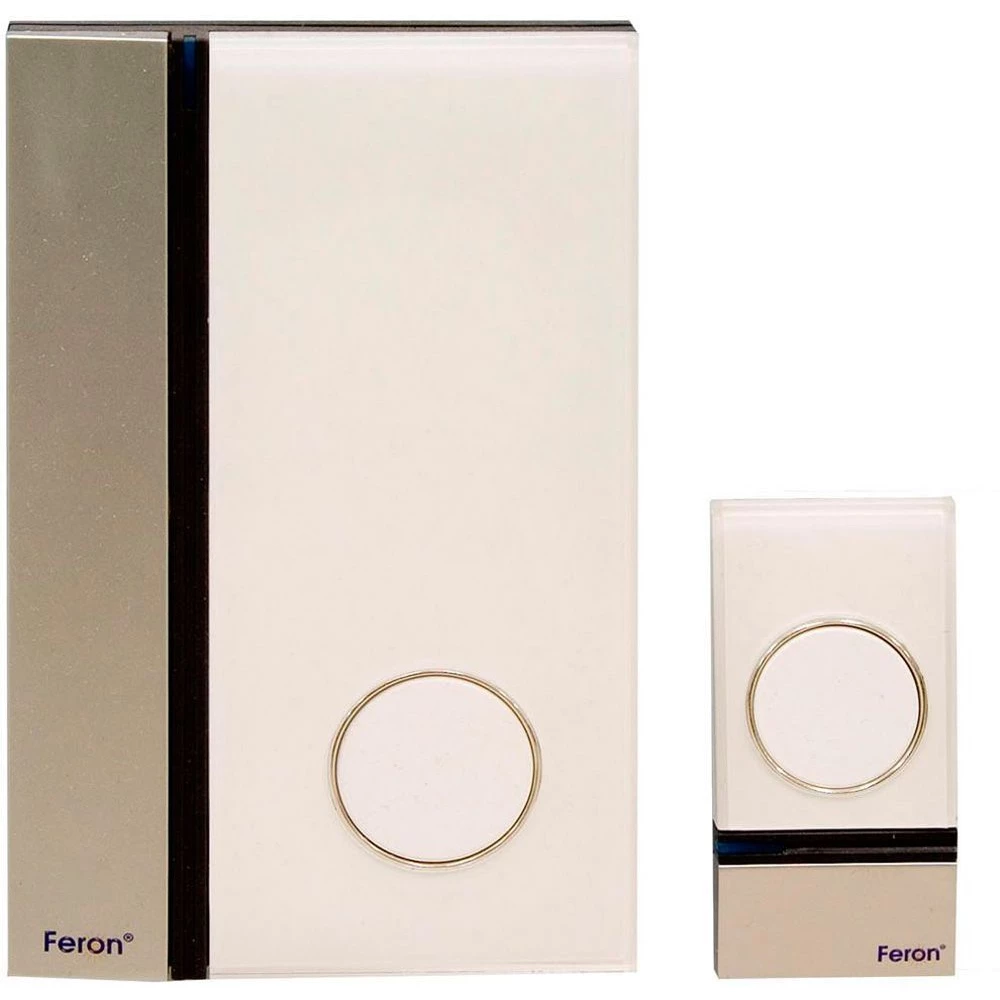 Звонок дверной беспроводной Feron W-628 Электрический 32 мелодии белый серебро с питанием от батареек (23626) - Viokon.com