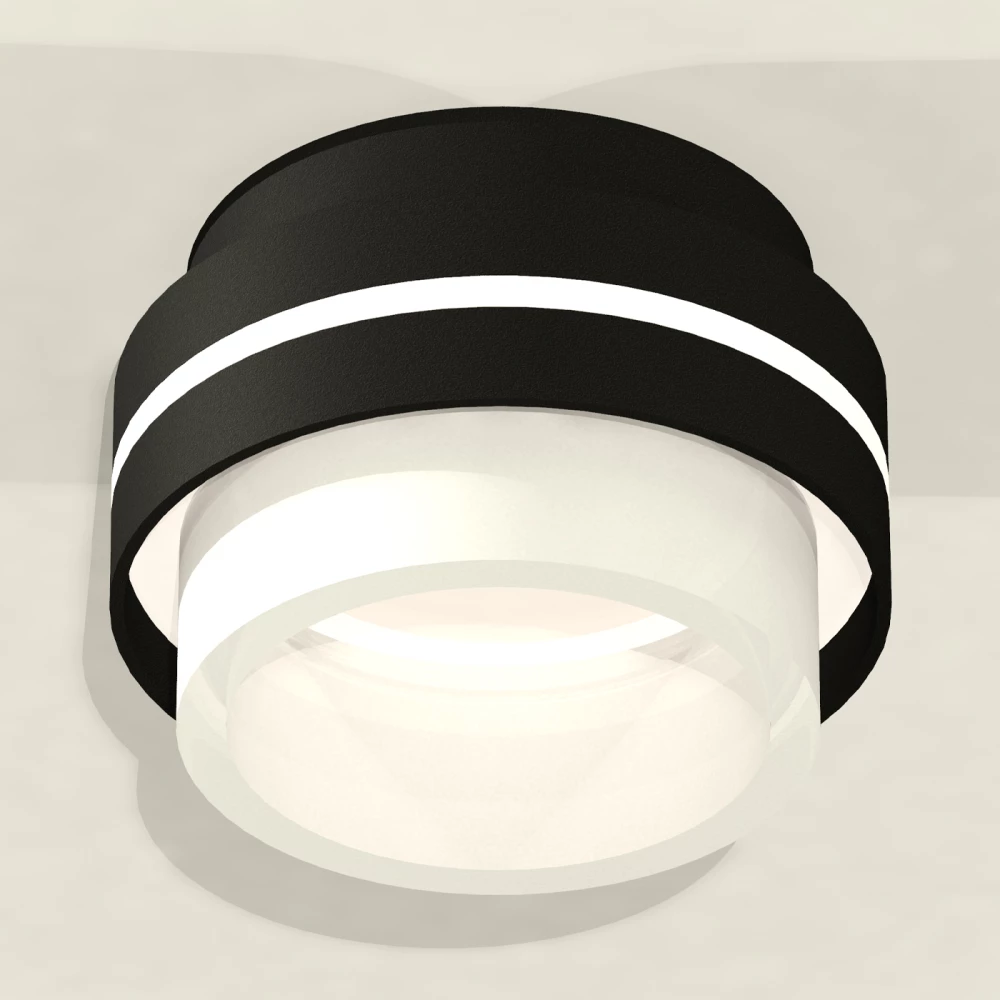 Комплект накладного светильника с акрилом XS8414002 SBK/FR черный песок/белый матовый GX53 (C8414, N8401) - Viokon.com