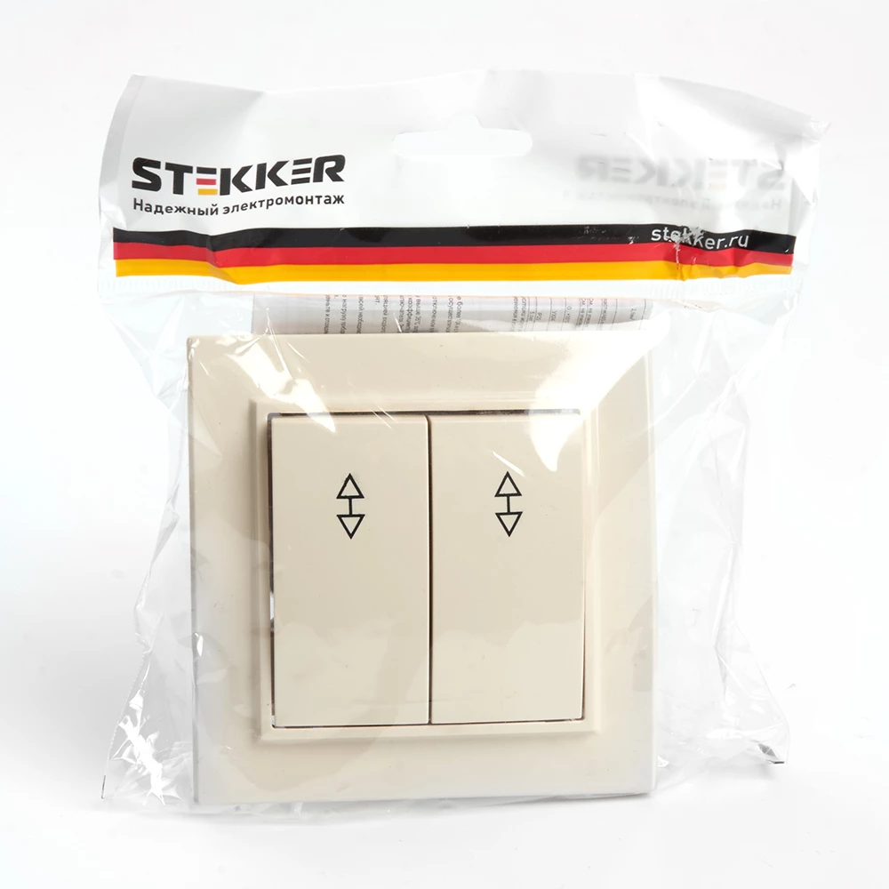 Переключатель 2-клавишный STEKKER  PSW10-9008-02, 250В, 10А, серия Эрна, слоновая кость (39920) - Viokon.com