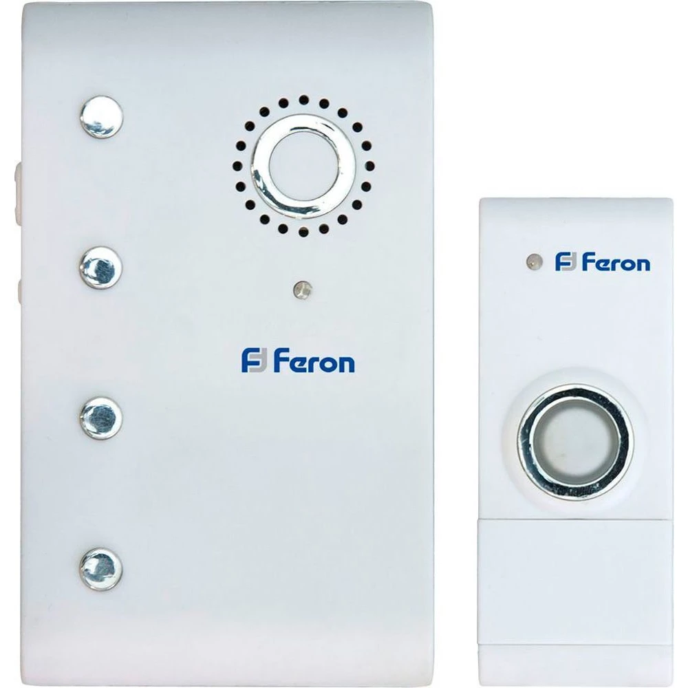 Звонок дверной беспроводной Feron Е-367  Электрический 35 мелодий белый с питанием от батареек (23674) - Viokon.com