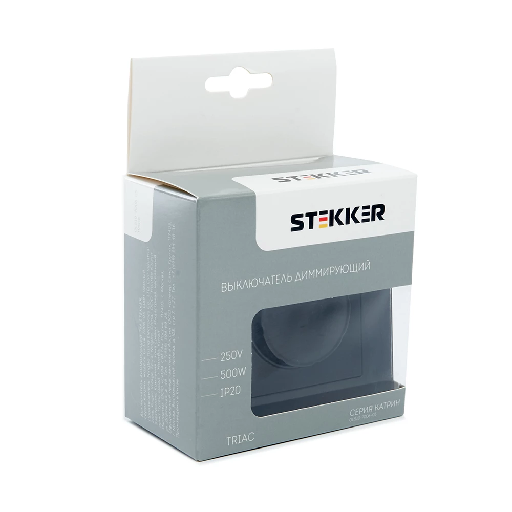 Выключатель диммирующий, STEKKER, GLS10-7006-05, 250В, 500W, серия Катрин, черный (39508) - Viokon.com