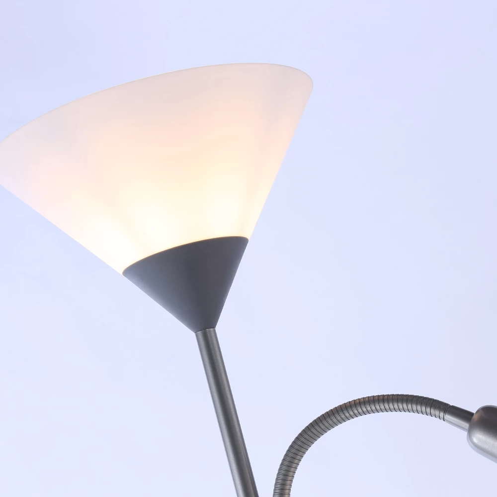Светильник напольный с выключателем на проводе TR97626/2 SL серебро E27+E14 max 40W D245/100*1770 - Viokon.com