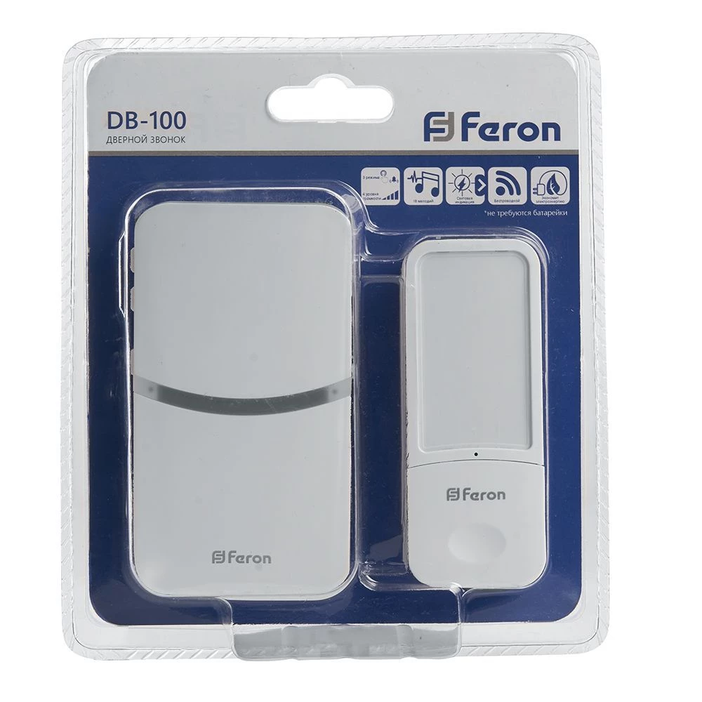 Звонок дверной Feron DB-100 Электрический 18 мелодий белый 230V (41437) - Viokon.com