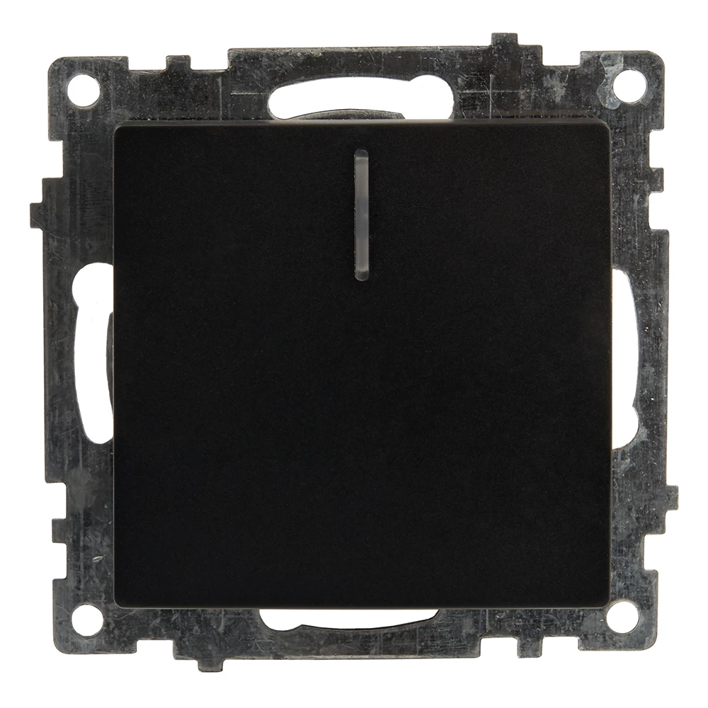 Выключатель 1-клавишный c индикатором (механизм) STEKKER GLS10-7101-05, 250В, 10А, серия Катрин, черный (39605) - Viokon.com