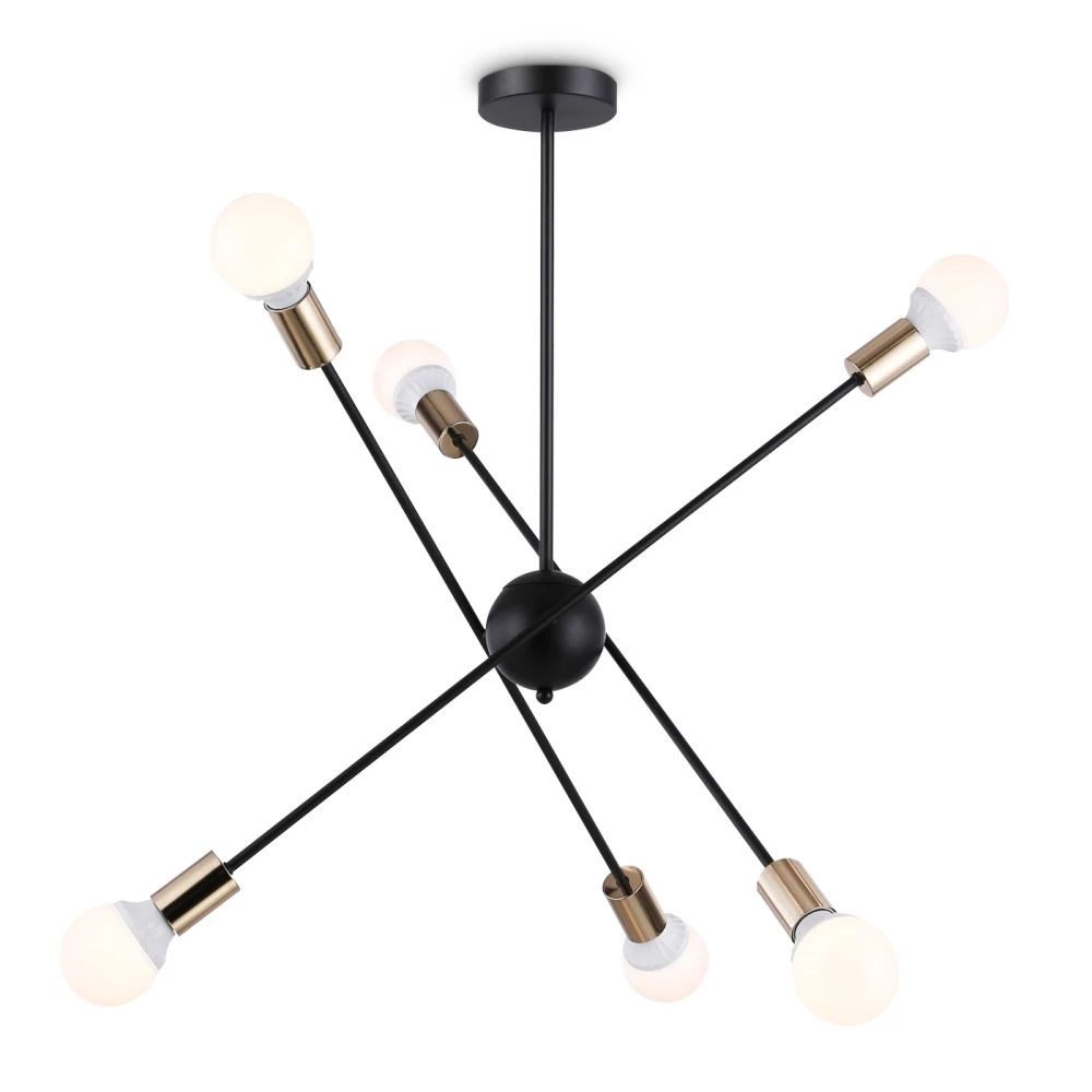 Подвесной светильник в стиле лофт TR80435/6 BK/GD черный/золото E27/6 max 60W D950*730 - Viokon.com